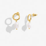 Solaria Baroque Pearl Loop Hoop Earrings In Gold Plating