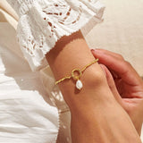 Solaria Baroque Pearl Loop Bracelet In Gold Plating