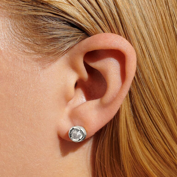 Solaria Stud Earrings In Cubic Zirconia And Silver Plating