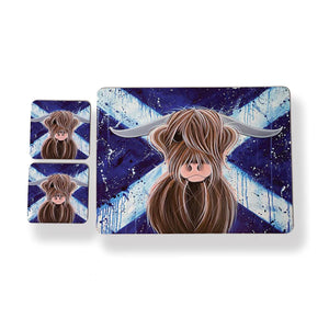 McMoo Highlander Tablemat & Coaster Set (set of 4)