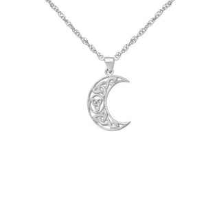 Celtic Crescent Moon Silver Pendant