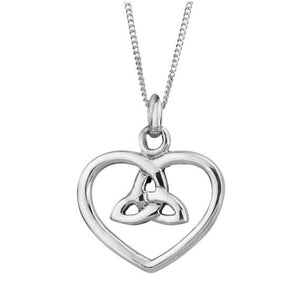 Celtic Trinity Knot Silver Plated Heart Pendant