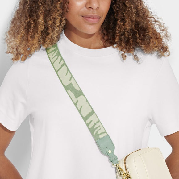 Canvas Bag Strap, Seafoam Green & Ivory Abstract