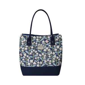 Floral Canvas Slouch Tote Bag, Navy