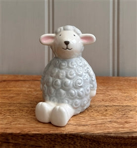 Porcelain Sitting Sheep Ornament 8.5cm