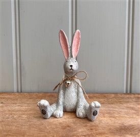 Sitting Resin Rabbit Figurine, Grey