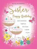 Card: Sister, Happy Birthday - Champagne Glasses