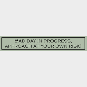 Bad Day In Progress, Approach At Your Own Risk!