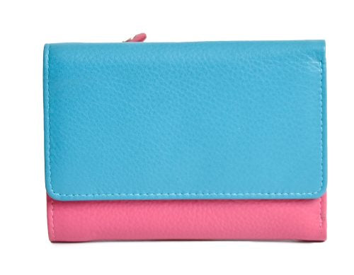 Ladies Wallet Purse, Fuchsia & Turquoise