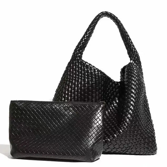 Weave Two in one Tote Bag, Black