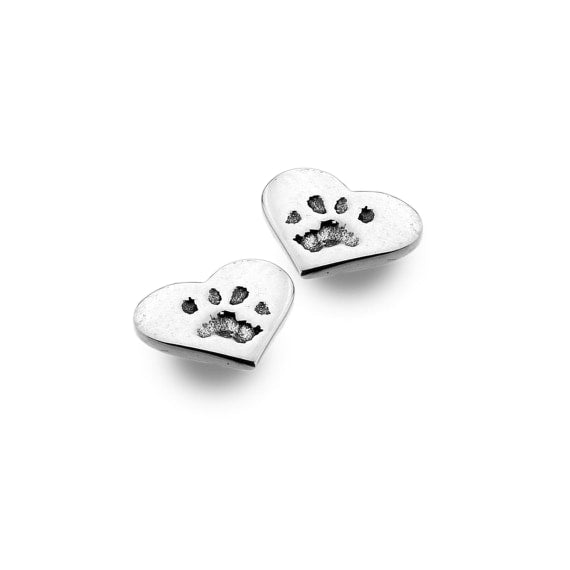 Sterling Silver Stud, Heart With Dog Paw Print