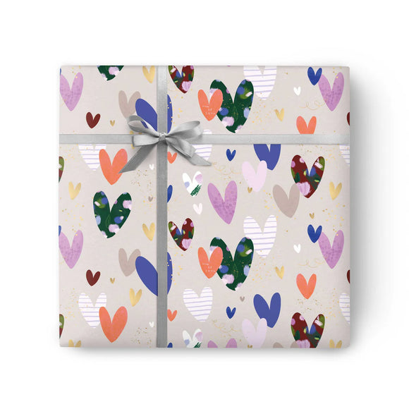 Grey Heart Wrapping Paper