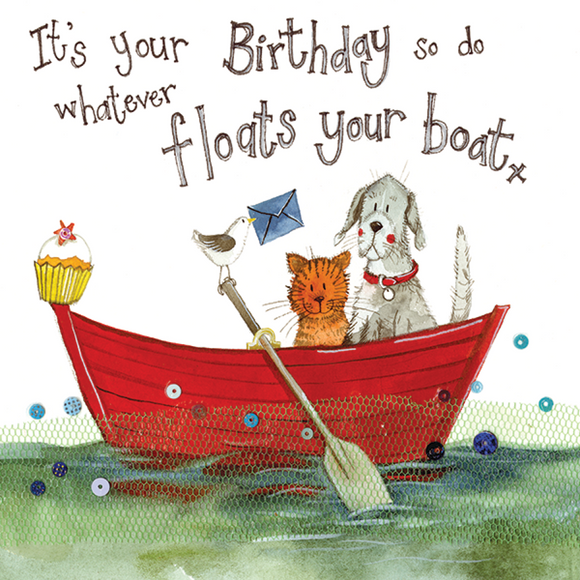 Float Your Boat Cat & Dog Birthday Card