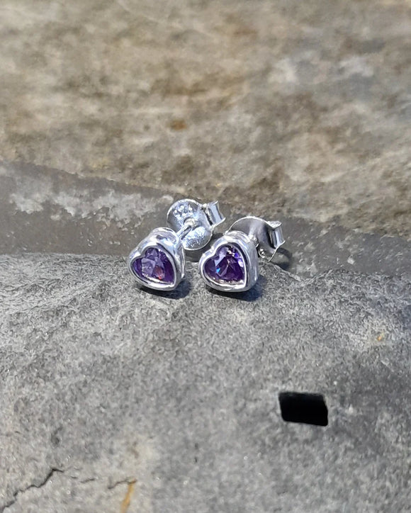 Purple Cubic Zirconia 4mm Earrings