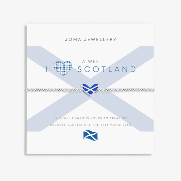 A Wee 'Bit I Love Scotland' Bracelet in Silver Plating