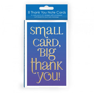 Pack Of 8 Thank You Note Cards - Small Card, Big Thank You