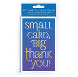 Pack Of 8 Thank You Note Cards - Small Card, Big Thank You