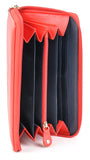 Ladies Long Leather Wallet Purse - Red/Navy