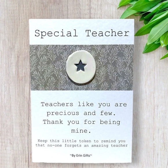 Special Teacher Ceramic Wish Token and Card