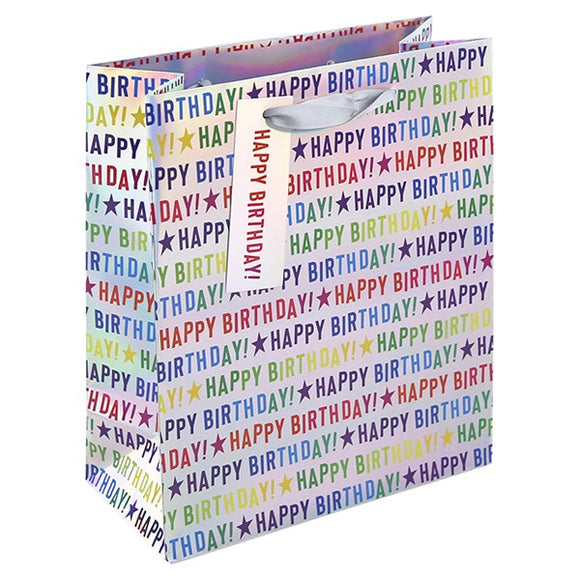 Holographic Happy Birthday Gift Bag Medium