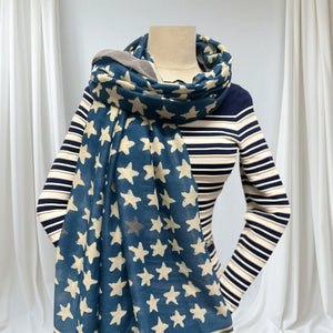 Star Print Scarf, Teal