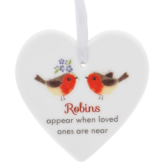 Forget Me Not Hanging Heart Robins