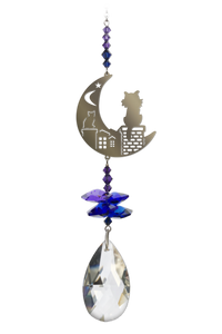 Crystal Fantasy Suncatcher - Cats on Roof At Midnight