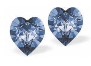 Studs, Hearts 7mm, Montana Blue