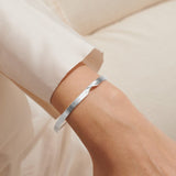 Twist Bangle Bracelet Bar In Silver Plating