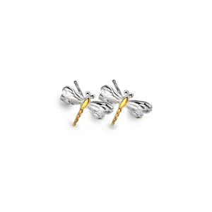 Sterling Silver Dragonfly Studs With Gold Plating