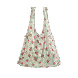 Eco Sustainable Stretchy Floral Tote Bag Duck Egg