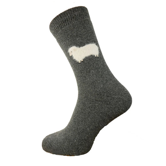 Dark Grey Thick Socks With Sheep