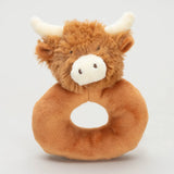 Horny Highland Brown Cow Baby Plush Rattle - 10cm