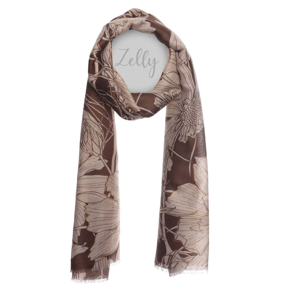 Scarf Metallic Floral Taupe