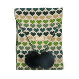 Pom Pom Scarf Hearts Green