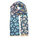 Scarf Winter Weight Abstract Animal Print Blue