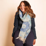 Scarf Winter Weight Flowers Blue
