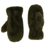 Constellation Faux Fur Mitts, Olive Green