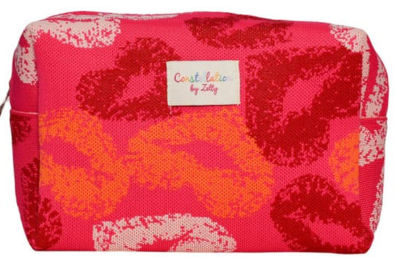 Woven Wash Bag, Constellation Collection, Lips Pink