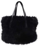 Faux Fur Small Cross Body Bag With Handle, Black