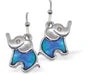 Paua Shell Cute Baby Elephant Drop Earrings, Rhodium Plated