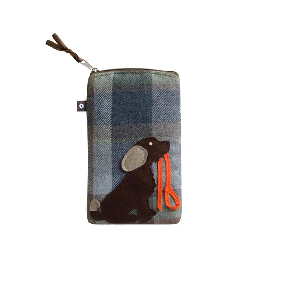 Tweed Applique Dog Eyeglass Case