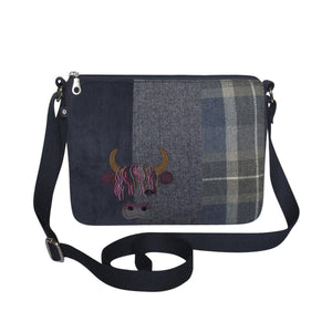 Tweed Applique Cow Messenger Bag