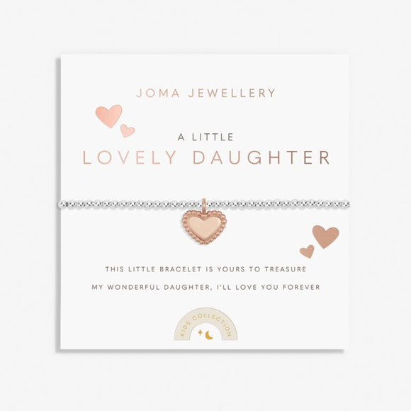 Kids' A Little 'Lovely Daughter' Bracelet In Silver And Rose Gold Plating