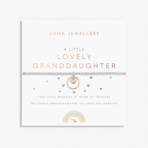 Kids' A Little 'Lovely Granddaughter' Bracelet In Silver And Rose Gold Plating