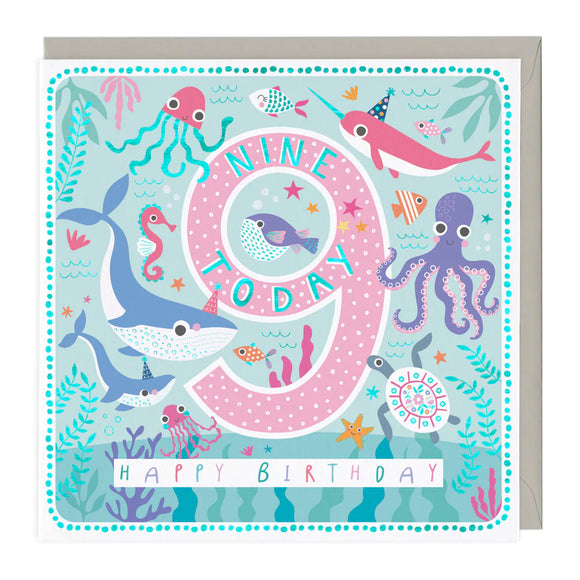 9 Today, Sealife Birthday Card