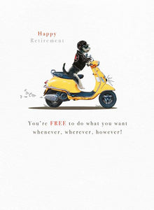 Happy Retirement - Dog On Vespa