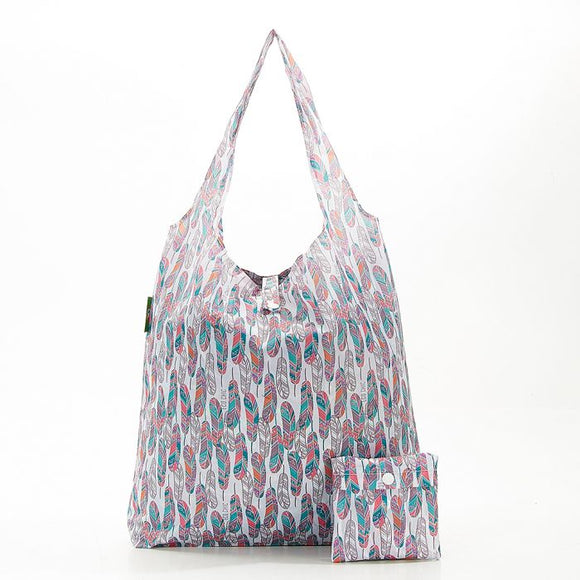 Eco Chic Foldable Shopper, White Feather