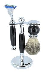 Black Mach 3 Shaving Set, Badger Brush