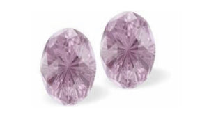 Austrian Crystal Mystic Oval Stud Earrings in Iris Mauve, Sterling Silver Earwires